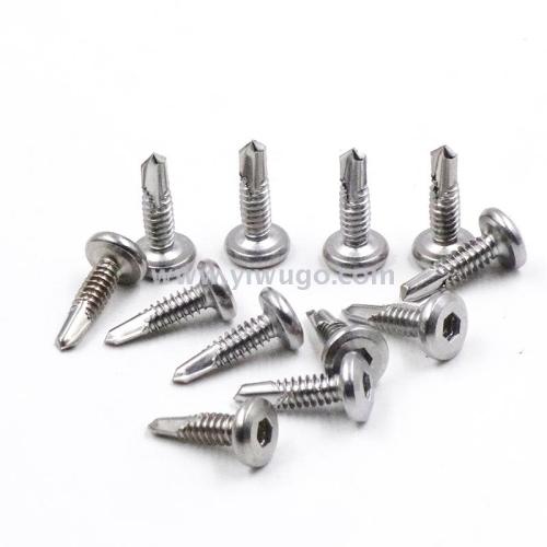factory supply m5m6 304 410 stainless steel flat head hexagon drill tail screw self drilling dovetail screw