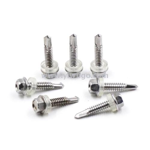 factory direct sales 410 stainless steel outer hexagon drill tail screw washer self drilling dovetail screw