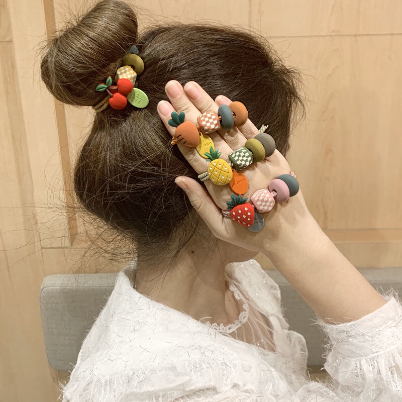韩国ins水果彩珠头绳女可爱少女扎头网红皮筋发圈头饰爆款