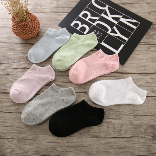 Tiktok Socks Women New in Spring and Autumn Solid Color Women‘s Socks Candy Color Pure Cotton Shallow Mouth Boat Stall Socks Factory