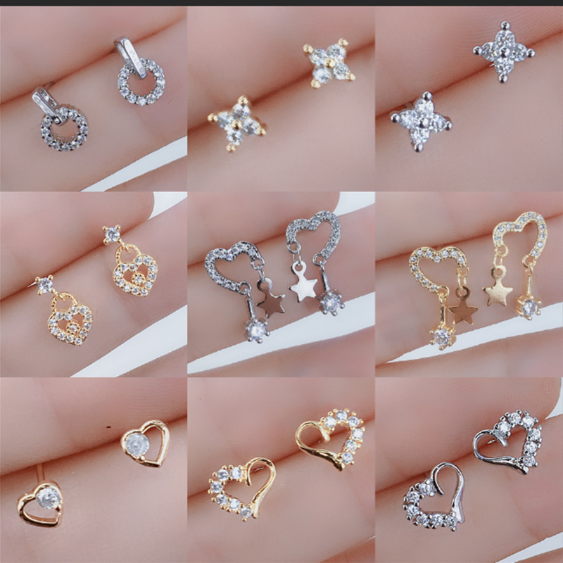 地摊货925银针耳钉小众设计一周耳钉小巧花朵耳钉批发合集4