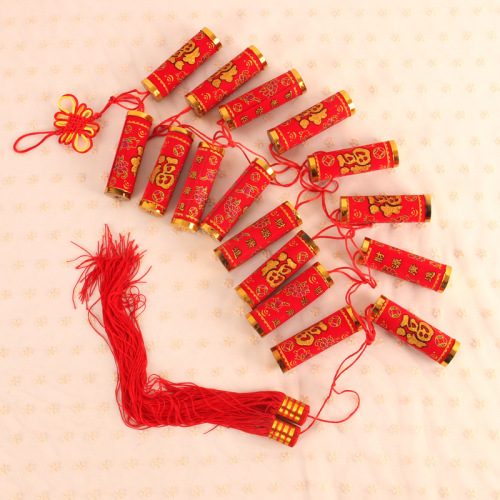 Spring Festival Furniture Living Room Decoration Simulation Fake Firecrackers String Chinese Knot Pendant Spring Festival Ornaments Celebration Ceremony Products New Year Goods