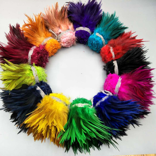 Spot Supply 5-6 Inch Red Tip Chicken Feather Headdress Flower Dreamcatcher Hat Flower Ornament DIY Color Feather