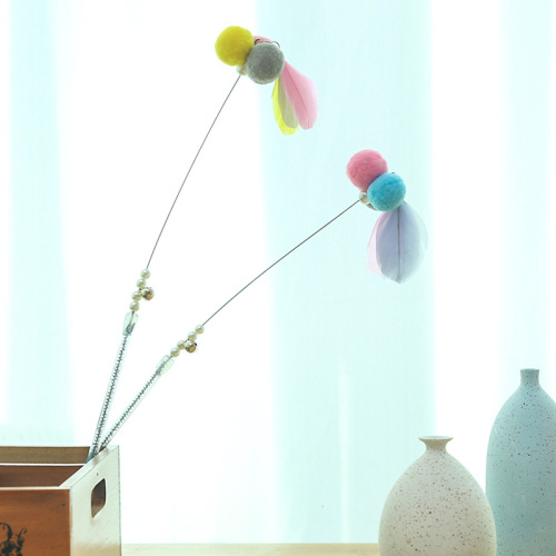 Cat Toy Steel Wire Feather Bell Cat Teaser Cat Candy Color Hair Ball Magic Wand Pet Supplies Wholesale