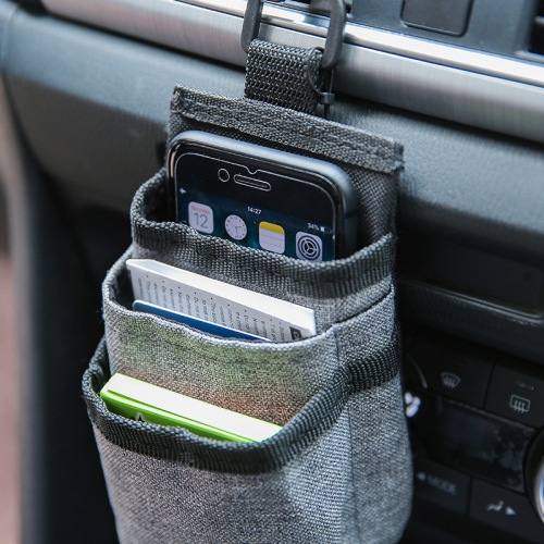 car air vent storage bag car mobile phone charging treasure certificate and other storage bag with data cable hole car hanging bag