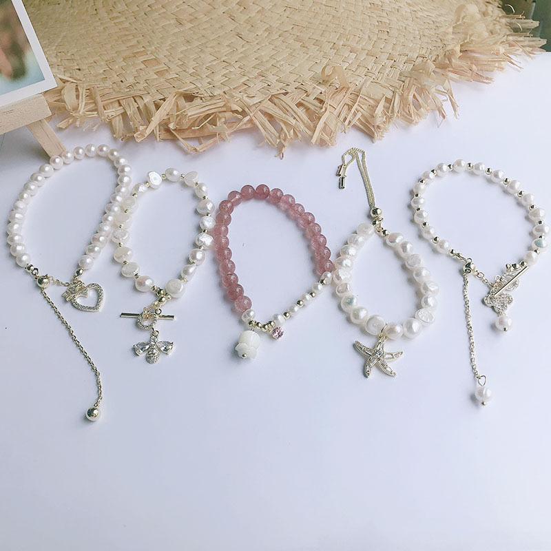 天然淡水珍珠手链手串韩国设计款东大门时尚复古韩国镀真金女批发