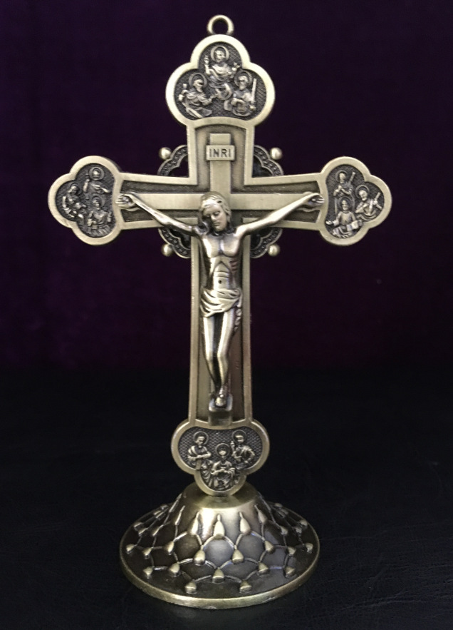 外贸精品古红铜钛钢3色12十二宗徒耶稣十字架摆件基督教主内礼品