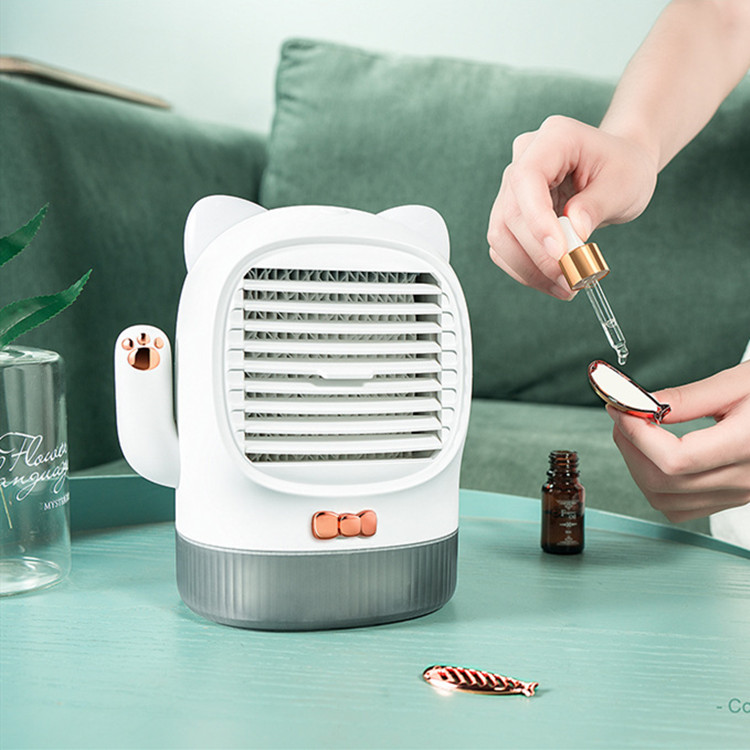 招财猫冷风扇USB桌面紫外线消毒灯办公香薰多功能小空调