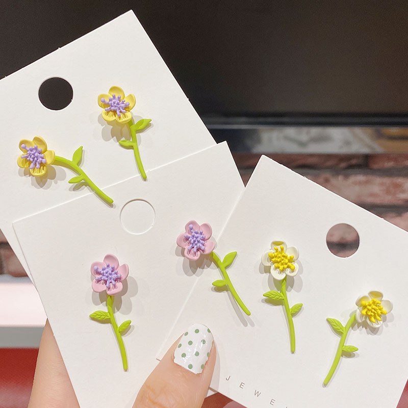20新款花朵春夏时尚清新银针耳环耳饰可爱百搭东大门淑女旅游批发