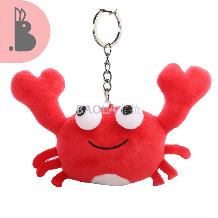 地摊货源红色螃蟹毛绒玩具钥匙扣饰品头饰配件包包挂件厂家批发