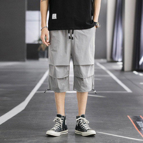 Pants Men‘s Casual Breathable Summer Thin Men‘s Pants Loose Workwear Cropped Pants Outdoor Sports Pants Korean Style Personality