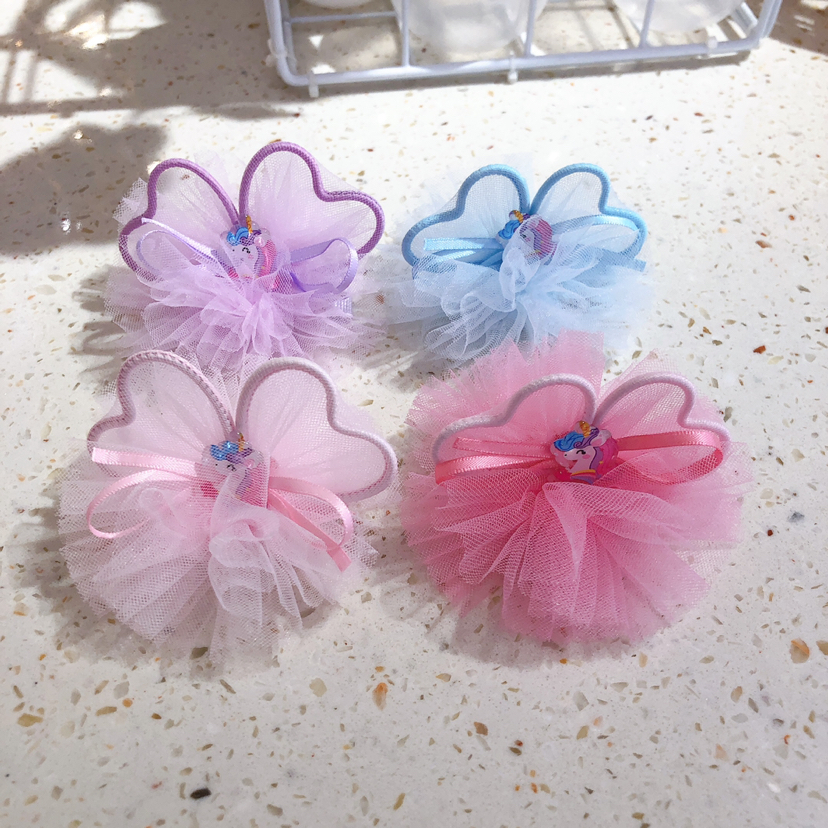 摩登女孩韩国纱小白马系列压夹 混色批发