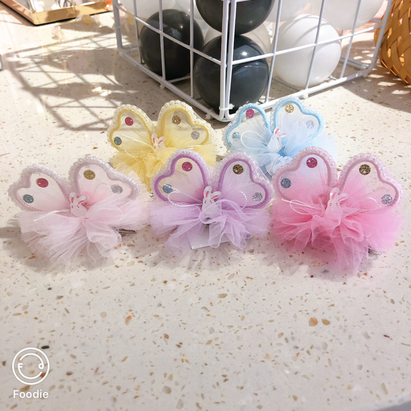 摩登女孩 韩国纱儿童宝宝 爱心可爱兔子压夹