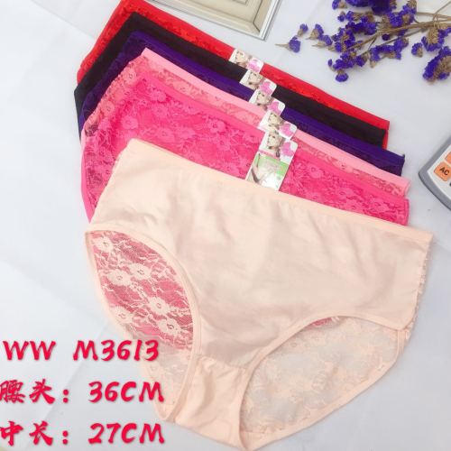 Foreign Trade Underwear Women‘s Mesh Underwear Solid Color Lace Splicing Pants Girl Briefs Factory Direct Sales 