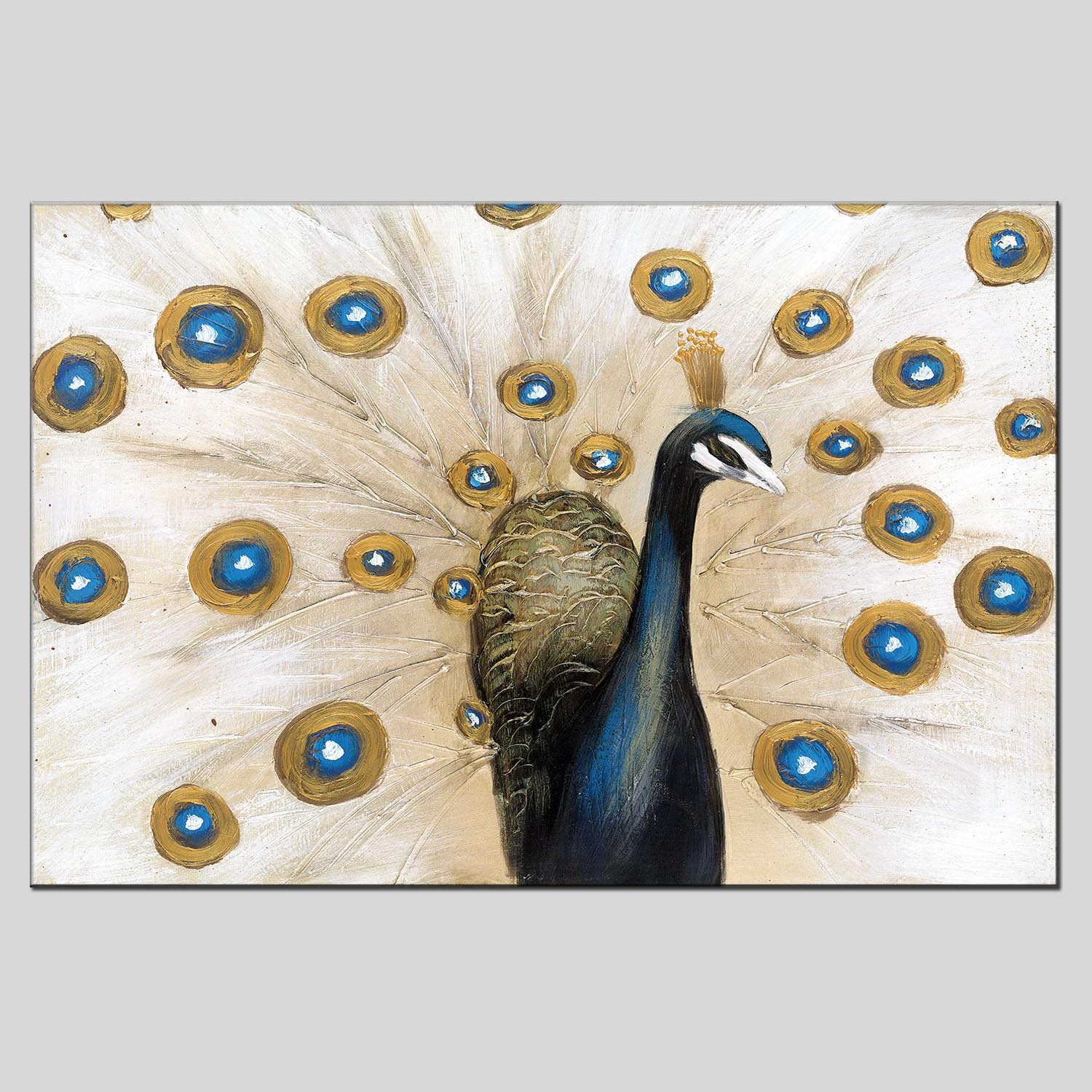 速卖通热卖客厅装饰画玄关餐厅壁挂画 沙发背景墙孔雀半手绘油画