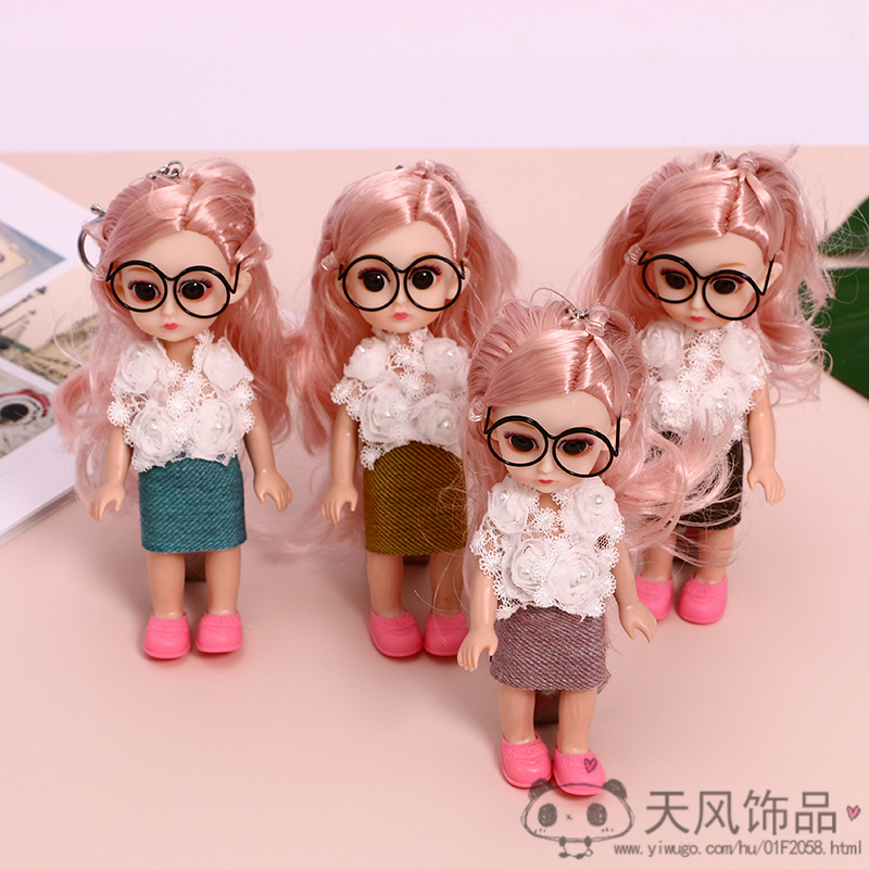 可爱卡通软萌小女孩汽车钥匙扣网红少女心韩国钥匙挂件书包挂饰