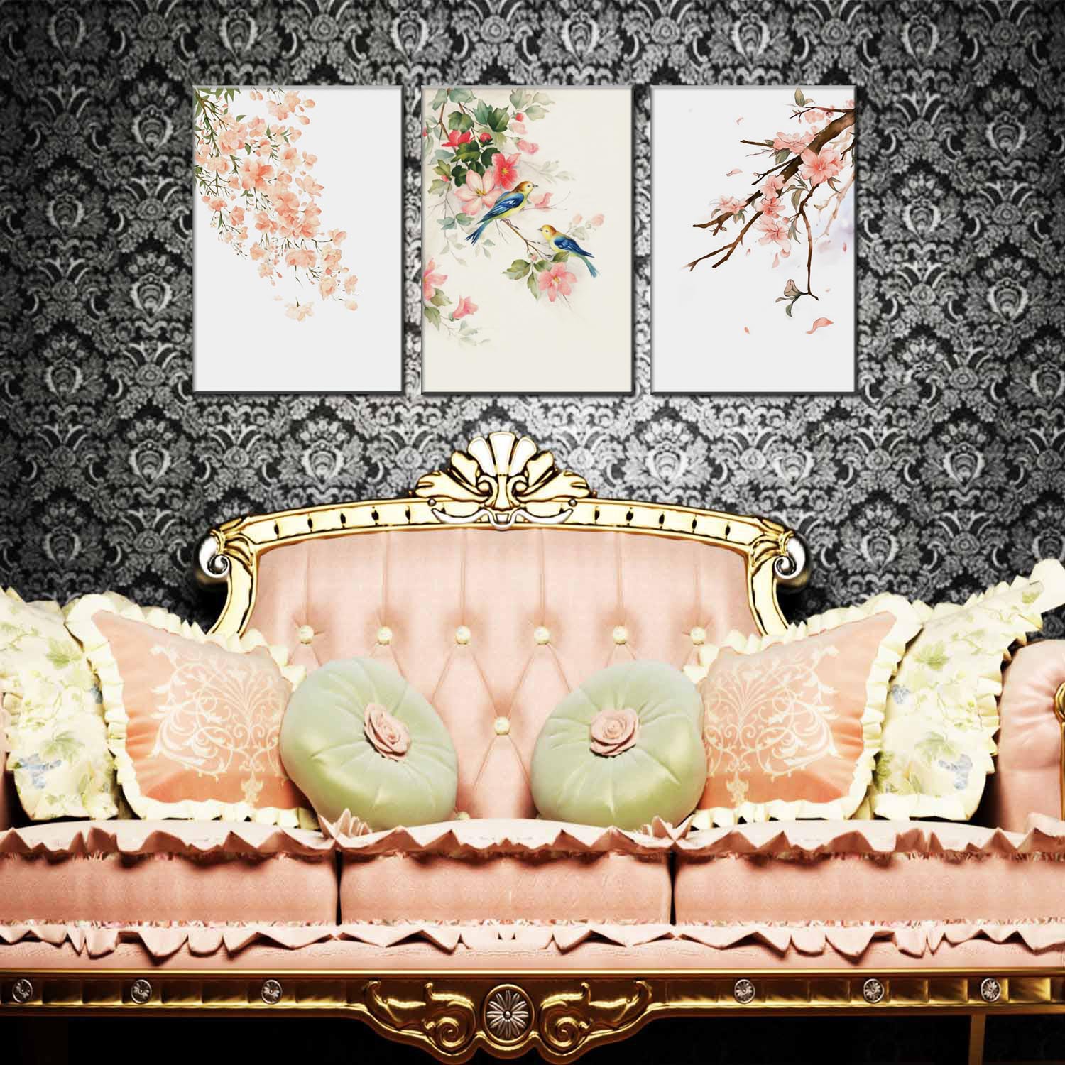 新中式家居装饰画客厅沙发背景墙三联和单联画卧室壁画挂画