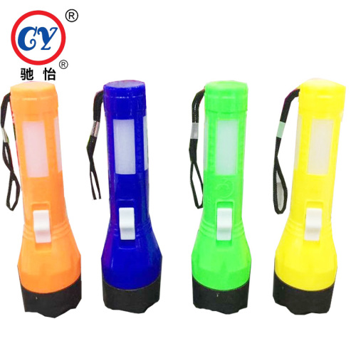 outdoor exquisite led double light plastic flashlight plastic hand-held lighting hiking flashlight daily necessities