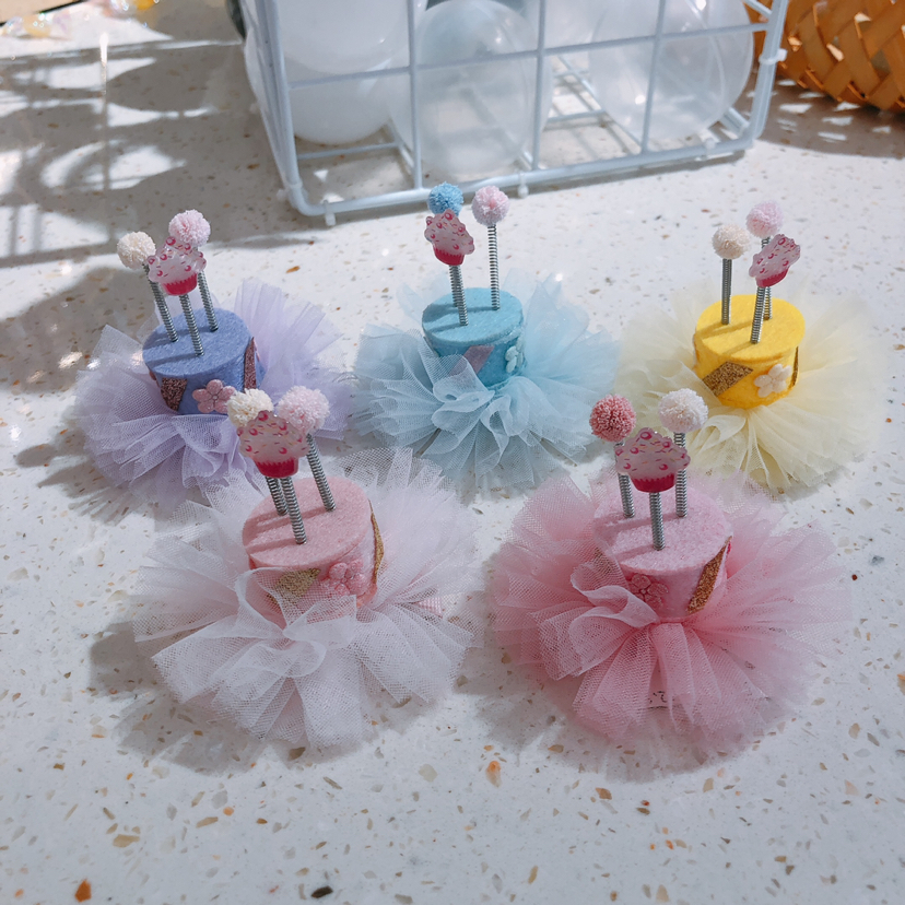 摩登女孩 韩系时尚儿童宝宝蛋糕球球压夹 混色批发