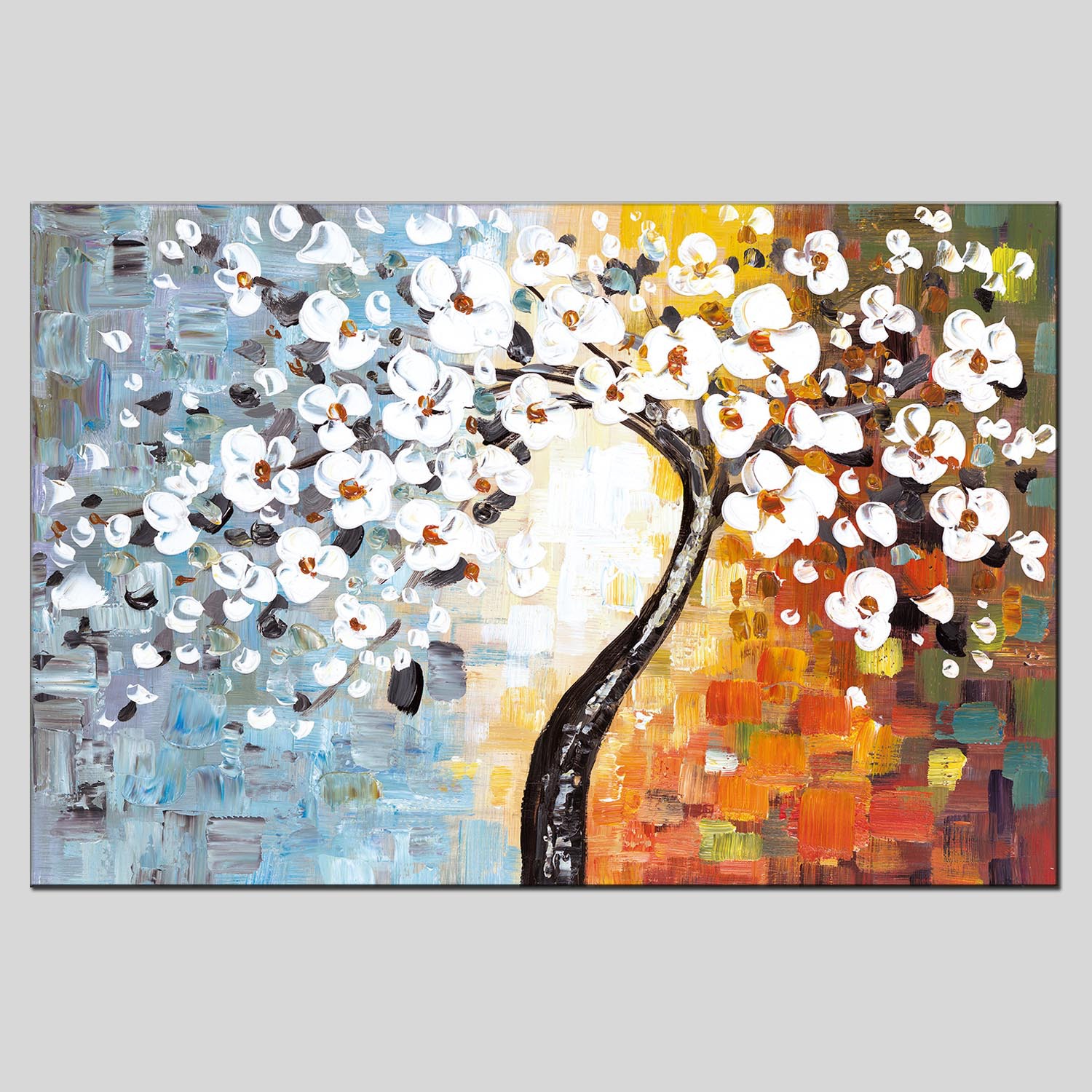 发财树油画帆布画无框画酒店油画客厅卧室墙油画工厂直销装饰画