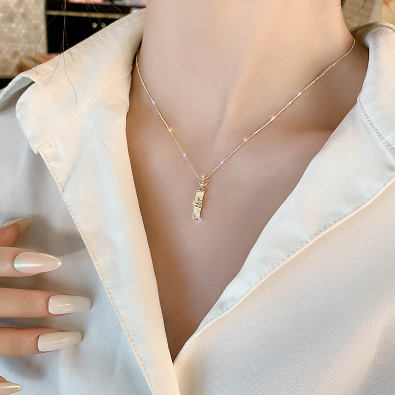 2020新款网红竹节吊坠项链 轻奢高级潮ins百搭气质简约小仙女饰品