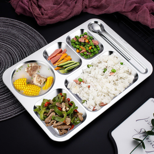 304 stainless steel fast food plate chinese deepening compartment lunch box with lid student adult children canteen school lunch box