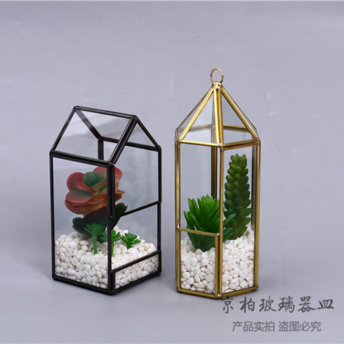 Glass Cover Geometric Transparent Glass Greenhouse Home Decoration Hanging Micro Landscape Artistic Glass Vase