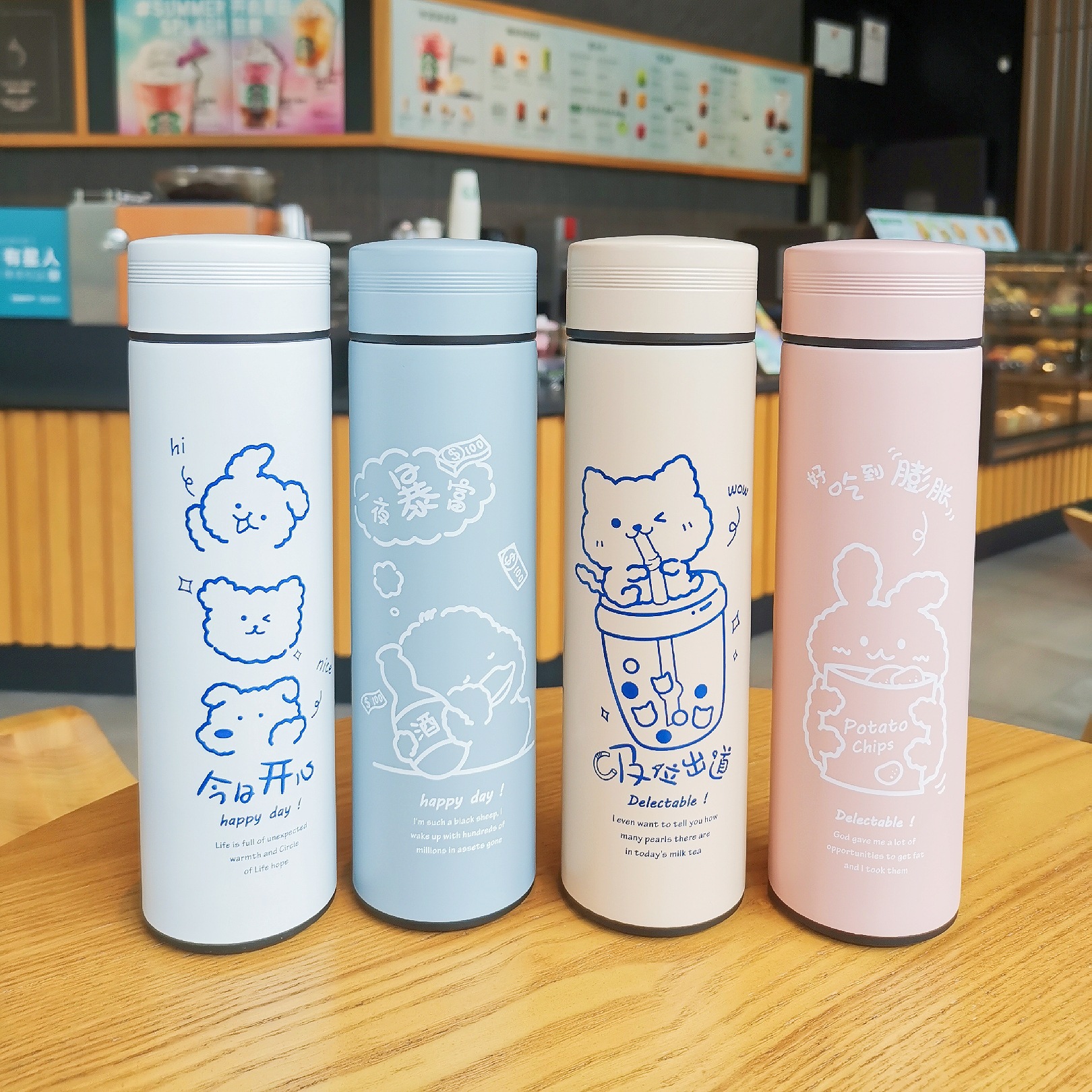 厂家直销干十毛时尚保温杯ins不锈钢水杯小姐姐便携保温水杯批发