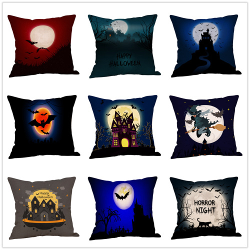 New Halloween Bat Moon Pattern Couch Pillow Throw Pillowcase Manufacturers Can Customize Wholesale Delivery