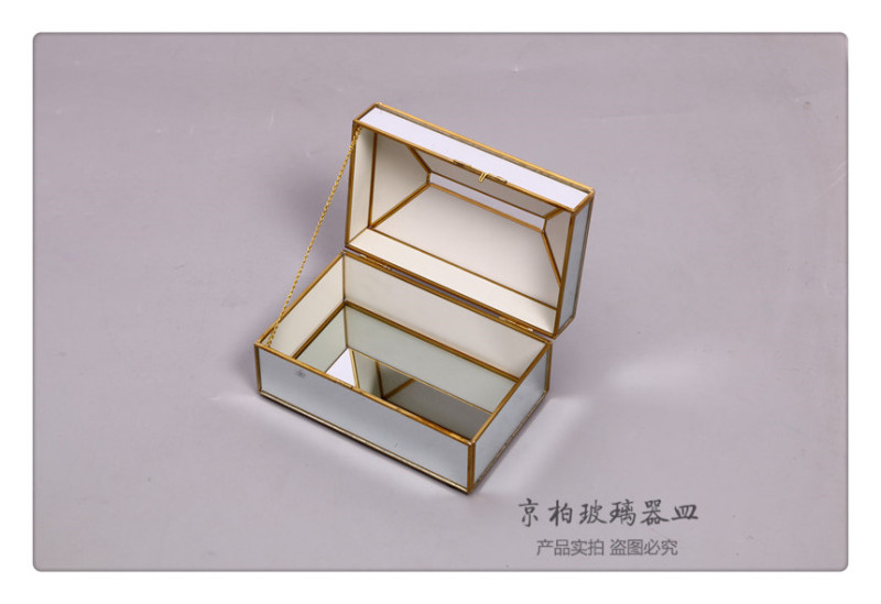 北欧创意轻奢玻璃黄铜纸巾盒客厅样板间镜面抽纸盒桌面收纳盒摆件详情7