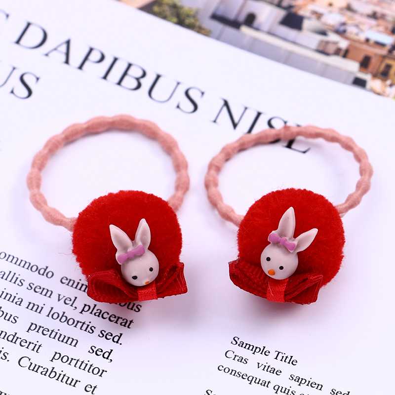 日韩卡通小动物发绳儿童甜美百搭少女刘海夹小兔皮筋夹发饰品