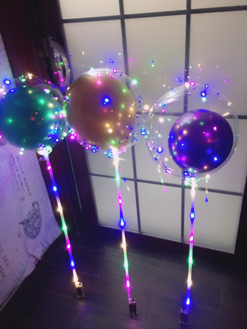 波波球球中球灯光球发光球金属色气球带灯气球套装LED灯广场夜市