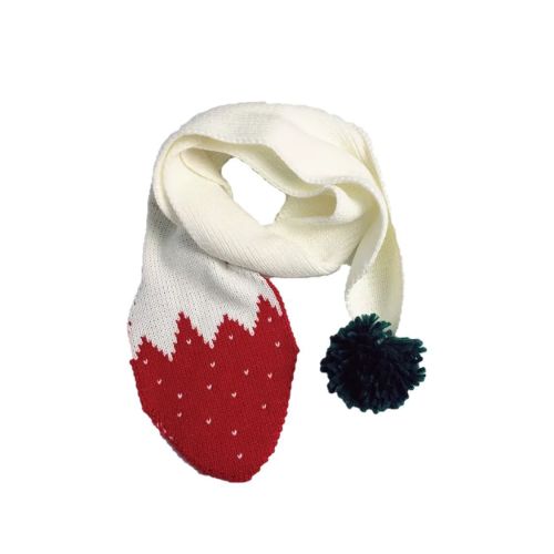 Self-Produced and Self-Sold Autumn and Winter Japanese and Korean Boys and Girls Wool Knitted Scarf Pure Color Warm Keeping Big Fur Ball Strawberry Scarf