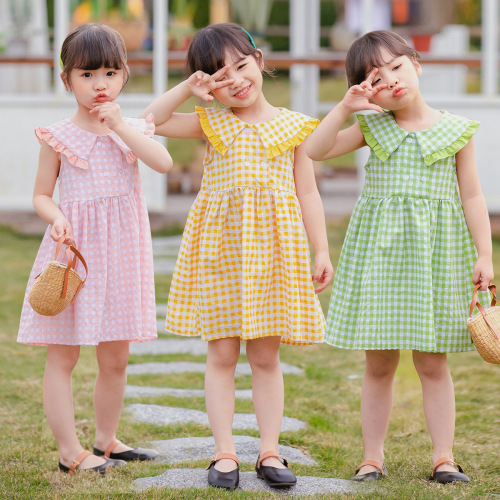 Children‘s Clothing Girls‘ Dress 2020 Summer New Doll Collar Lace Sleeveless Children‘s Baby Factory Direct Spot