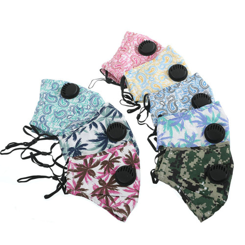 new printed mask pm2.5 with breather valve dust mist adult breathable pure cotton factory spot three-dimensional mask