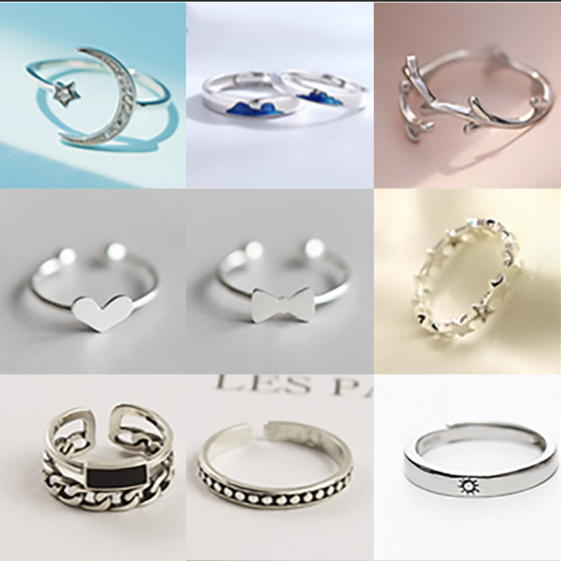 热卖开口可调节时尚潮人食指环s925纯银大合集1