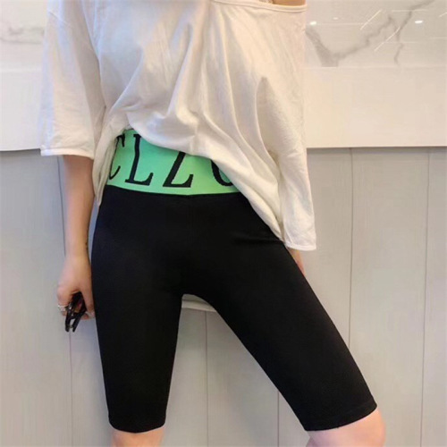 cycling shorts women‘s letter high waist leggings wear summer ice silk anti-slip light five-point safety pants