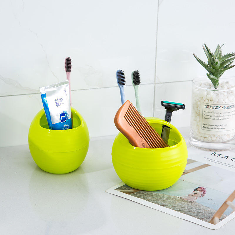 糖果色多孔牙刷盒牙具座多孔洗漱沥水置物盒多功能杂物分格收纳盒