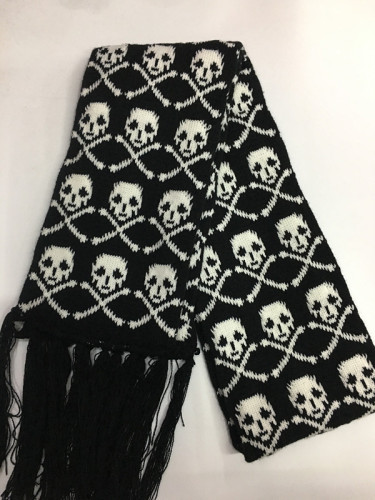factory direct sales winter european and american style thick warm casual skull scarf knitted jacquard ghost head scarf