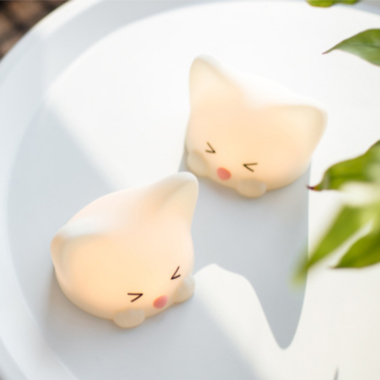 创意猫叫情感小夜灯拍拍发声喵喵小夜灯USB卡通七彩萌宠小猫灯