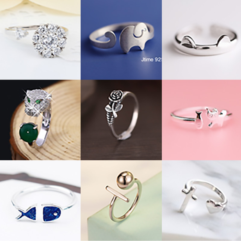 热卖开口可调节时尚潮人食指环s925纯银大合集2