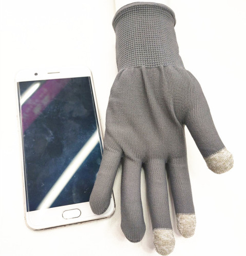 cross-border nylon sun protection gloves men‘s touch screen women‘s thin outdoor work three-finger spring and summer touch screen gloves multi-color customized