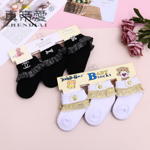 baby socks spring and autumn pure cotton thin non-slip lace baby girl socks shoes not tight feet newborn socks summer