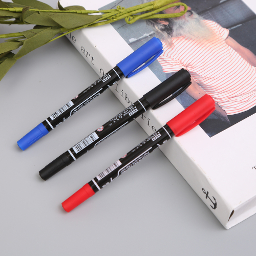 S-6824 Three-Color Double-Headed Hook Line Oily Small Double-Headed Marking Pen Wholesale Marking Pen Customized Factory Direct Sales