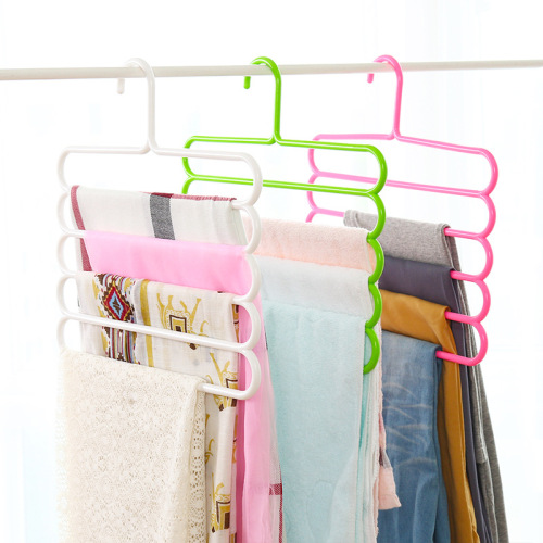 Factory Direct Sales Colorful Five-Layer Pant Rack Cute Candy-Colored Silk Scarf Hanging Wet and Dry Multi-Layer Plastic Hanger
