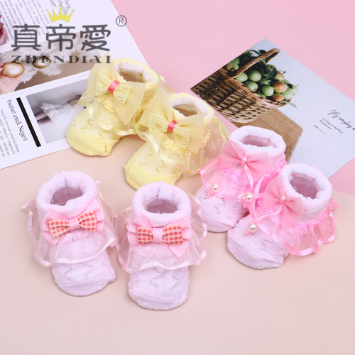 baby floral bowknot children‘s socks non-slip cotton loose mouth princess socks thickened floor socks cotton socks breathable