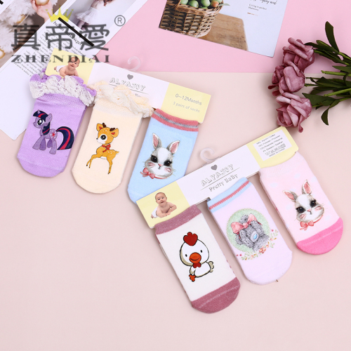 newborn babies‘ socks zichun summer pure cotton lace boneless seamless cartoon printed baby newborn baby socks