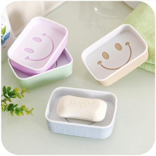 new material smiley face double-layer draining soap box hand-washing soap box bathroom soap box soap tray soap holder