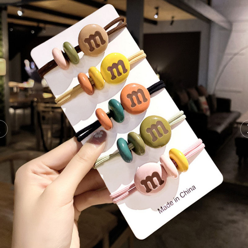 创意m豆糖果色扎马尾橡皮筋发绳简约网红绑发发圈头绳皮套发饰女