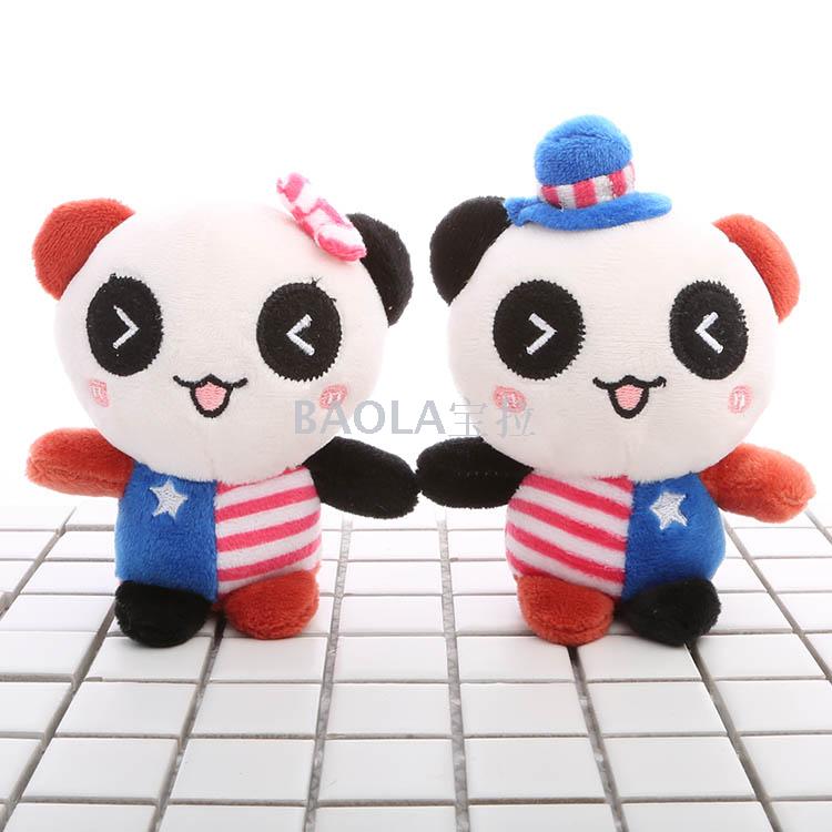 宝拉情侣熊猫玩偶国旗熊猫毛绒挂件钥匙扣情侣熊猫包挂饰礼品地摊